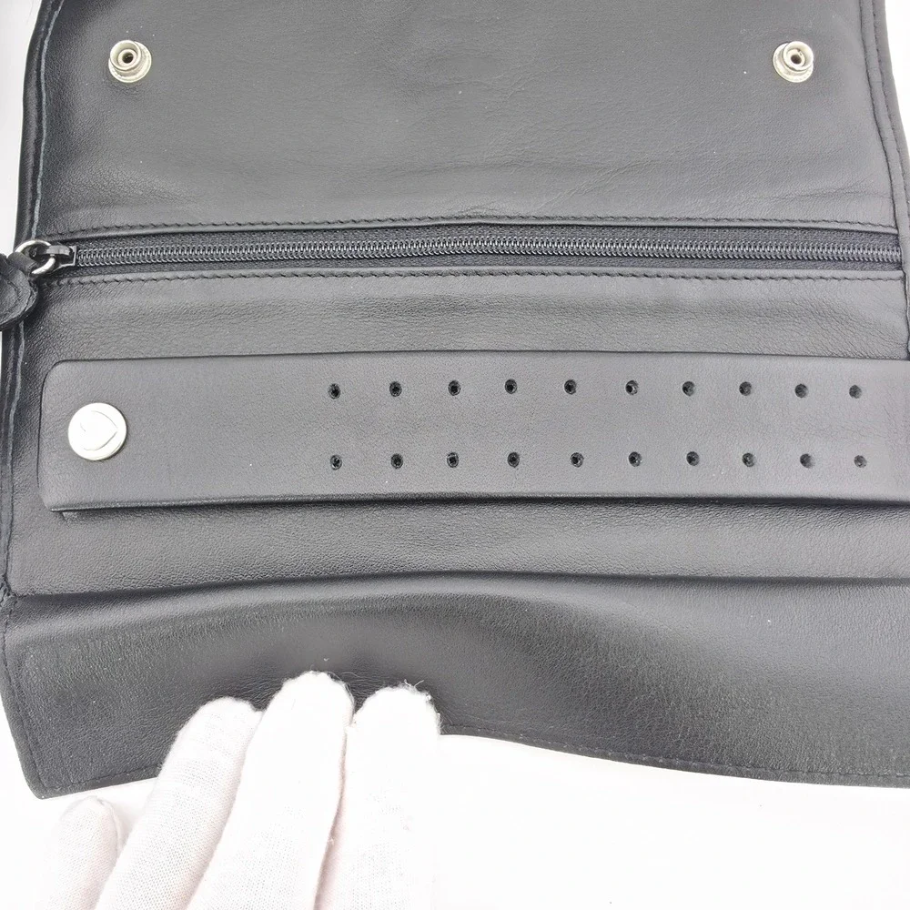 BRIGHTON Travel Jewelry Organizer Bag Roll Black Leather Heart Silver Gold Plate